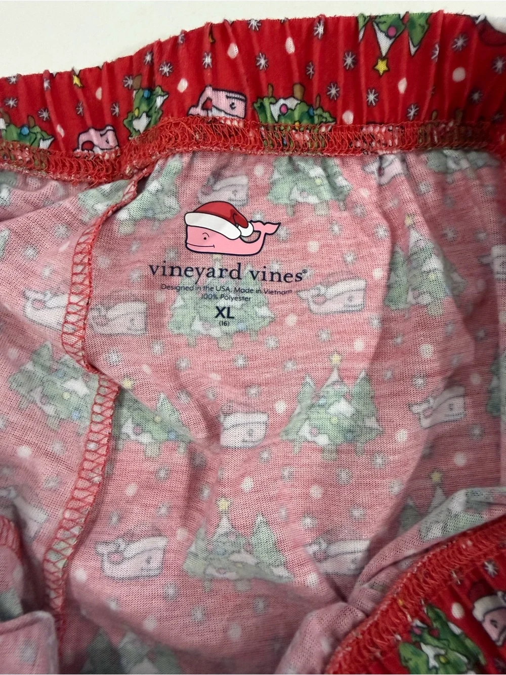 Vineyard Vines Boys Pajama Pants Kids Size XL 16 Christmas Whale Red Lounge
